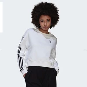 Adidas classic crewneck sweatshirt white black three stripe medium
